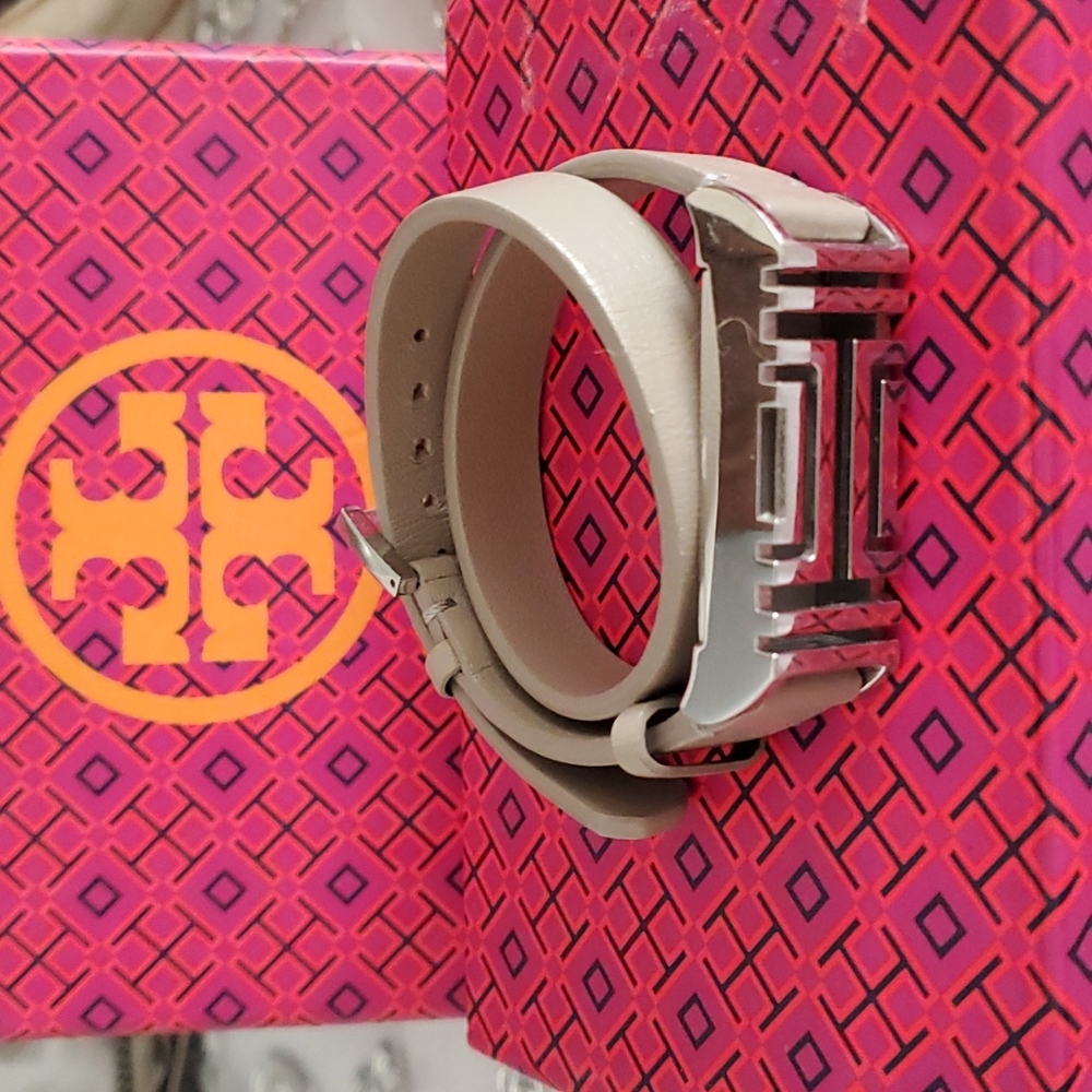 Tory Burch Gray Leather Wrap Fitbit Flex Bracelet